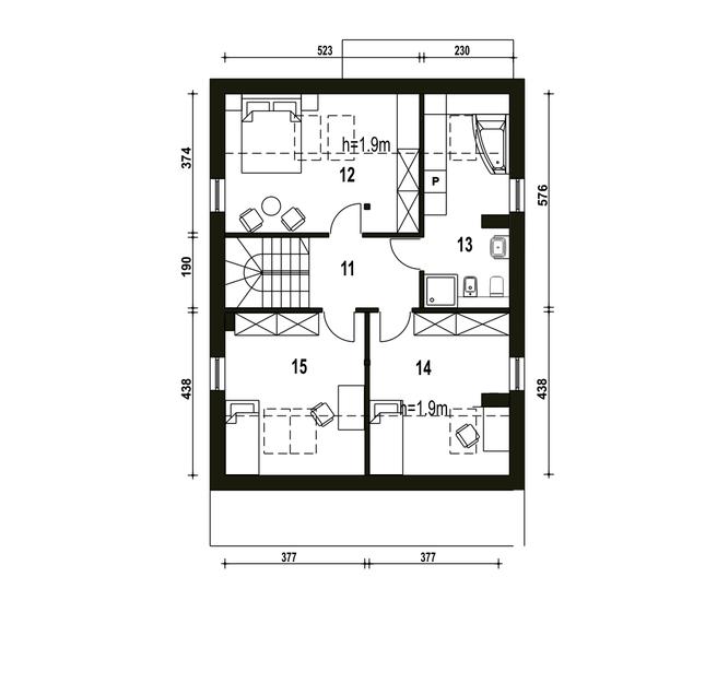 Rzut poddasza POW. 70,0 m²