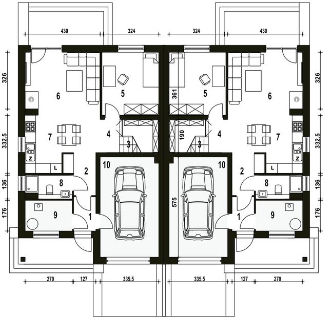 Rzut parteru POW. 78,4 m²