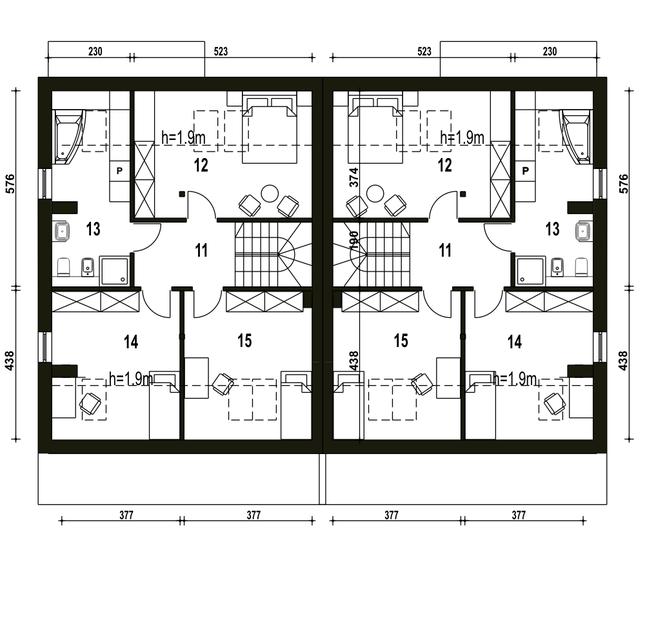 Rzut poddasza POW. 70,0 m²