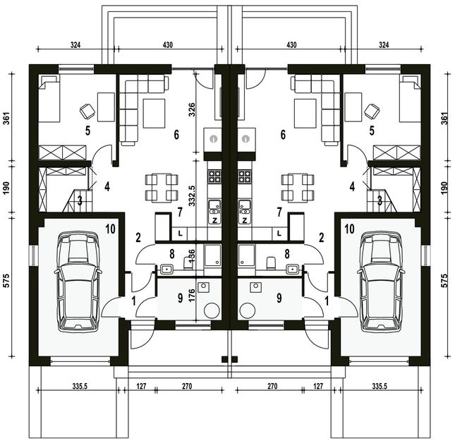 Rzut parteru POW. 78,6 m²