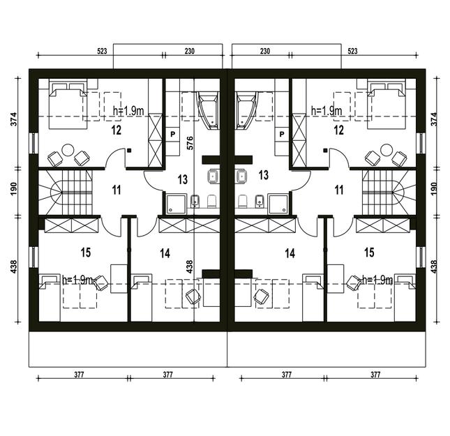 Rzut poddasza POW. 70,0 m²