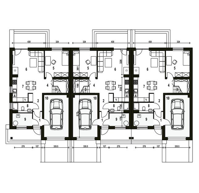 Rzut parteru POW. 78,5 m²