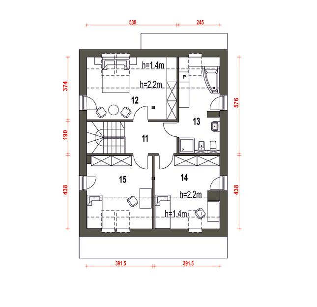 Rzut poddasza POW. 73,2 m²