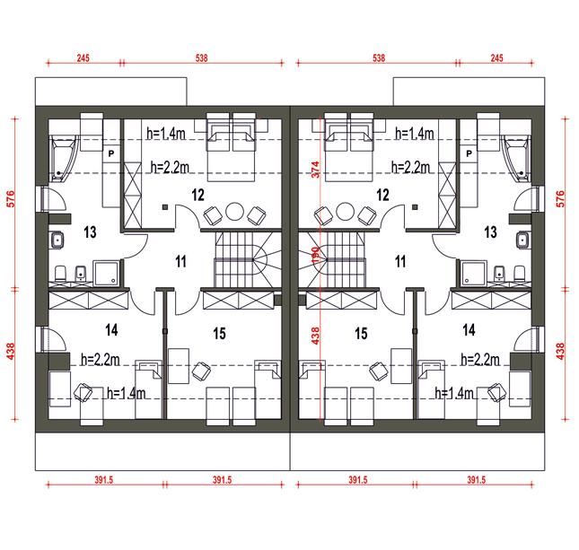 Rzut poddasza POW. 73,2 m²