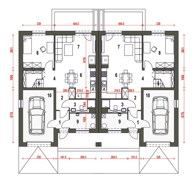 Rzut parteru POW. 88,3 m²
