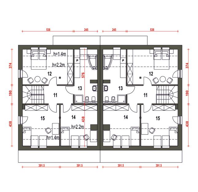 Rzut poddasza POW. 73,2 m²