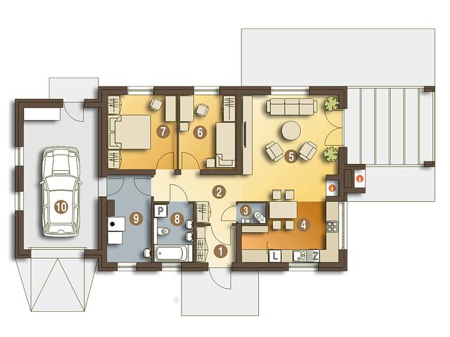 Rzut parteru lustro POW. 102,0 m²