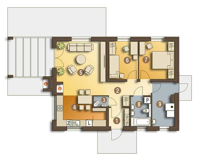 Rzut parteru POW. 78,8 m²