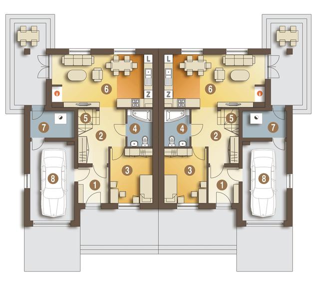 Rzut parteru POW. 80,1 m²