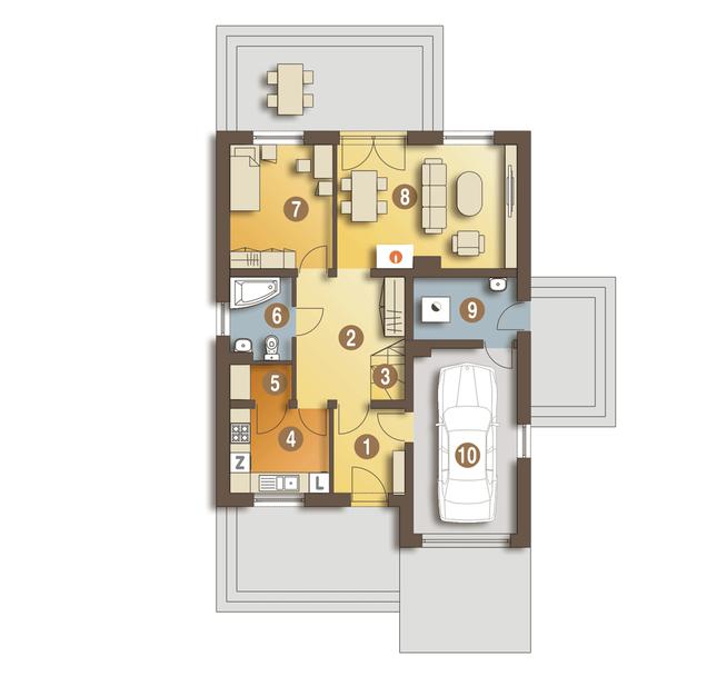Rzut parteru POW. 83,8 m²