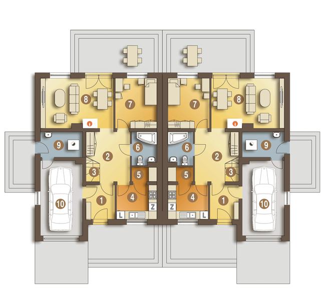 Rzut parteru POW. 83,8 m²
