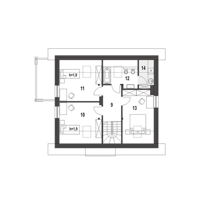 Rzut poddasza POW. 72,7 m²