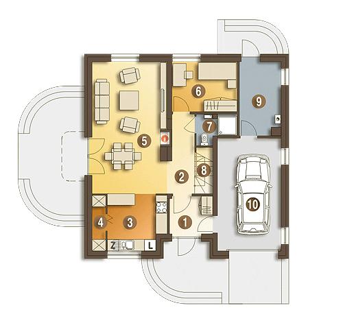 Rzut parteru POW. 88,6 m²