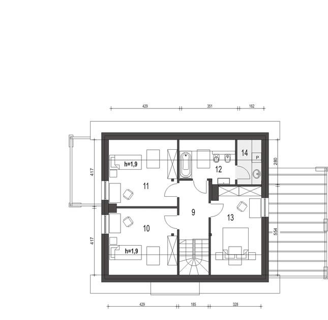 Rzut poddasza POW. 71,7 m²