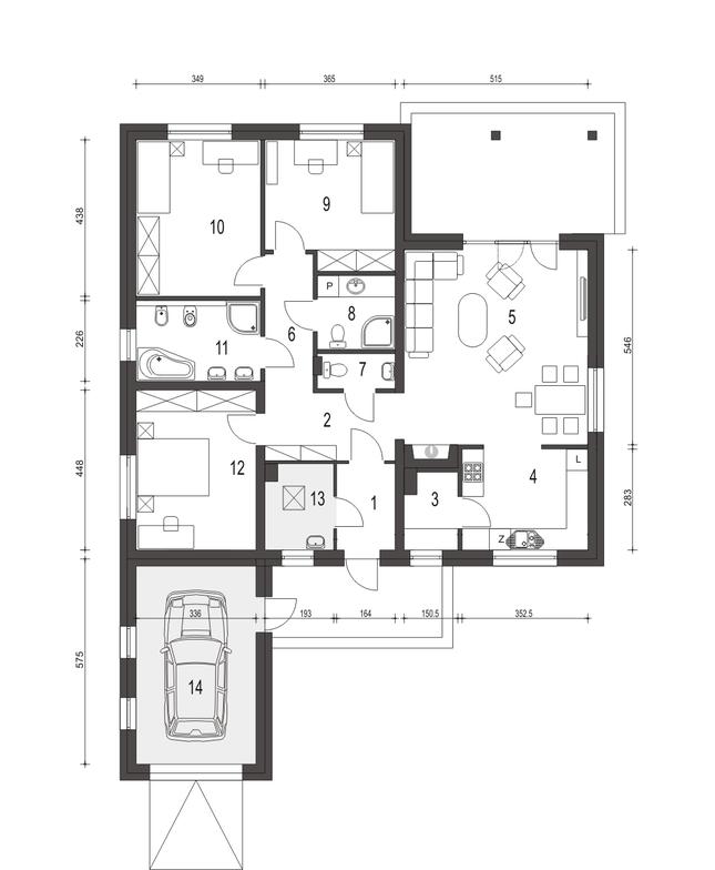 Rzut parteru POW. 137,1 m²