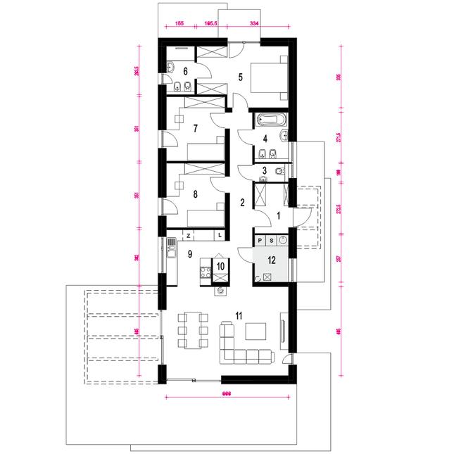 Rzut parteru POW. 110,9 m²