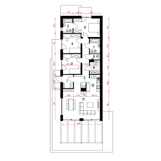 Rzut parteru POW. 110,9 m²