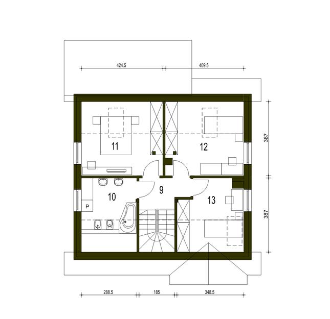 Rzut poddasza POW. 59,0 m²