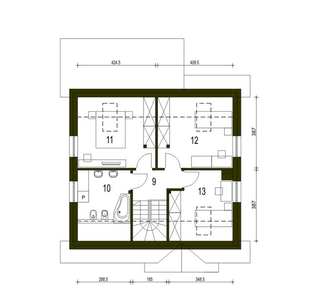 Rzut poddasza POW. 59,4 m²