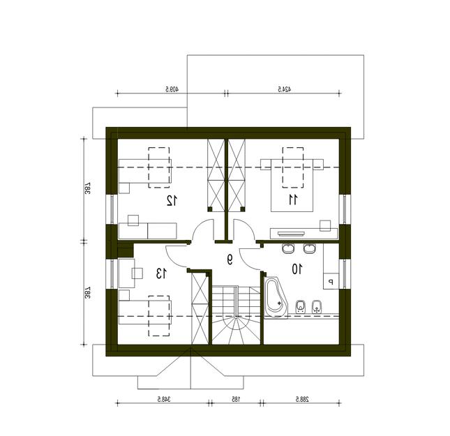 Rzut poddasza lustro POW. 59,4 m²