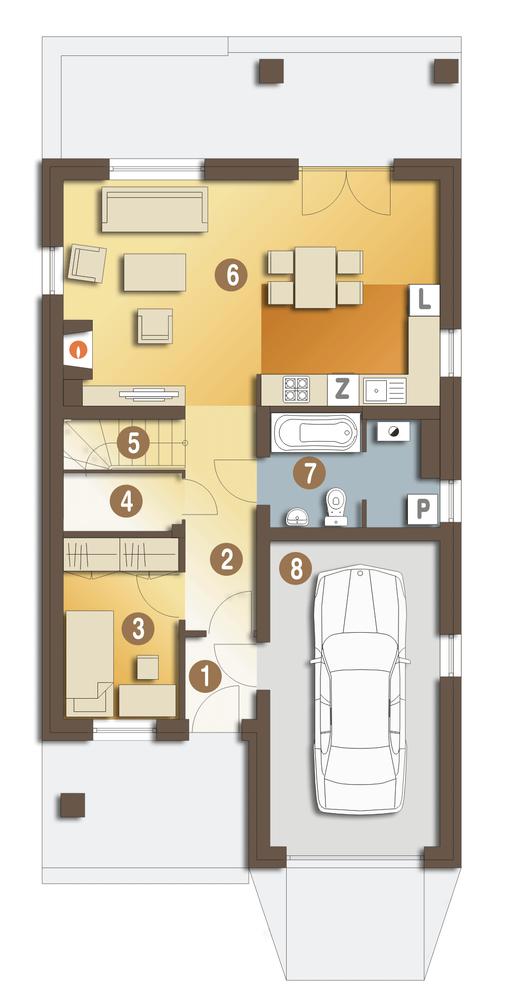 Rzut parteru POW. 75,2 m²