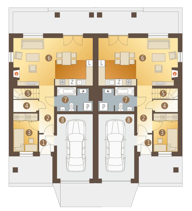 Rzut parteru POW. 75,2 m²