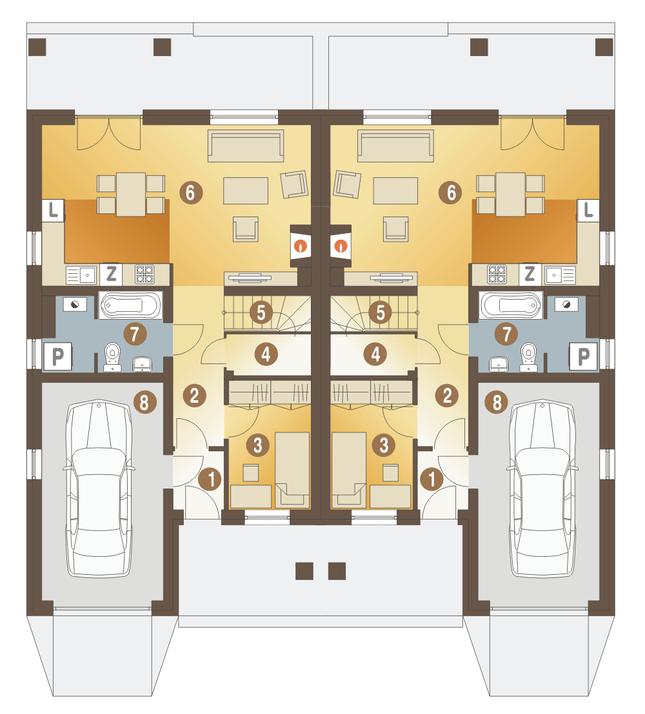 Rzut parteru POW. 75,2 m²