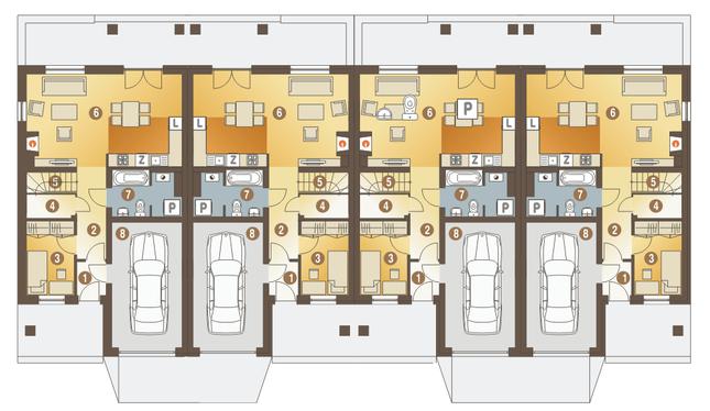 Rzut parteru POW. 74,6 m²