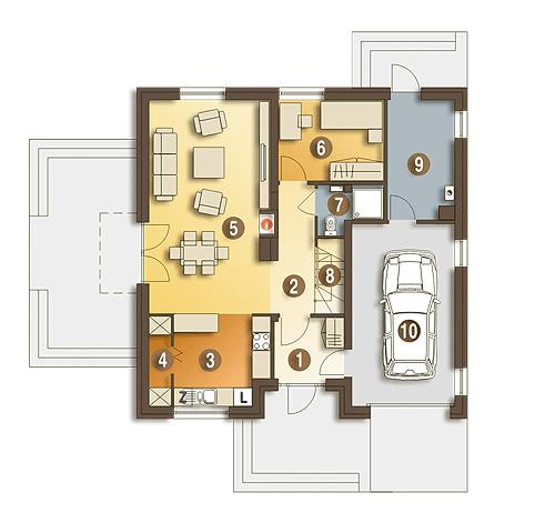 Rzut parteru POW. 88,3 m²