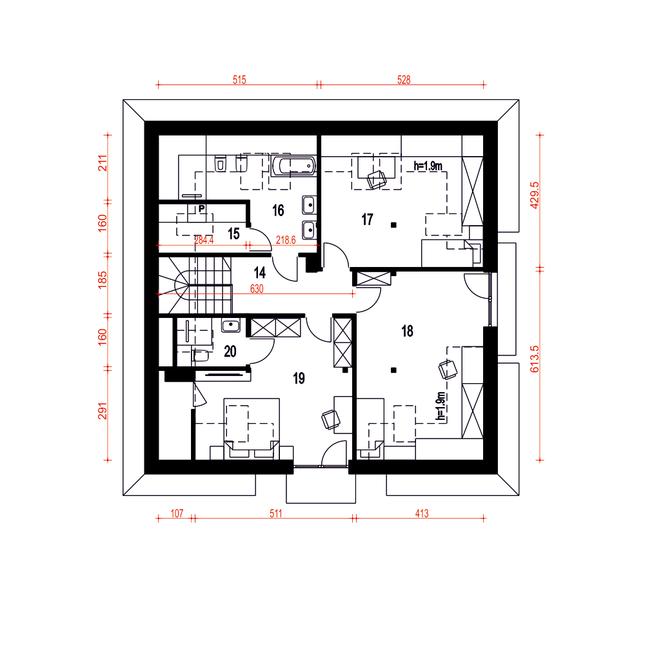 Rzut poddasza POW. 56,4 m²