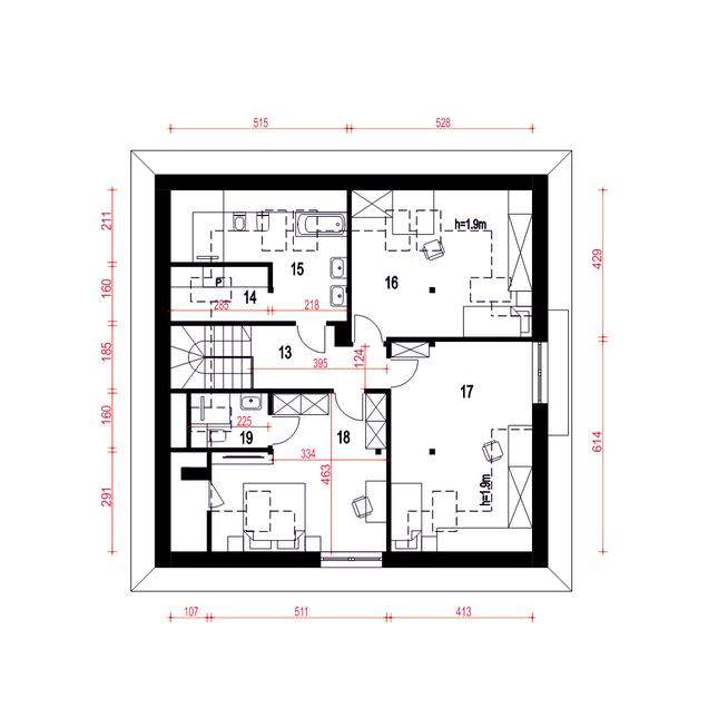 Rzut poddasza POW. 99,1 m²
