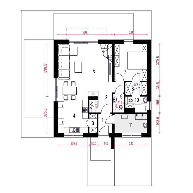 Rzut parteru POW. 78,4 m²