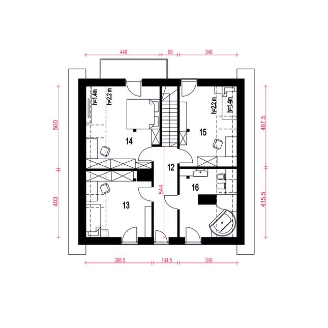 Rzut poddasza POW. 75,1 m²
