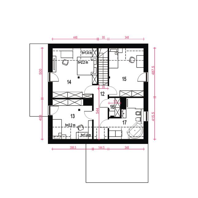 Rzut poddasza POW. 75,0 m²