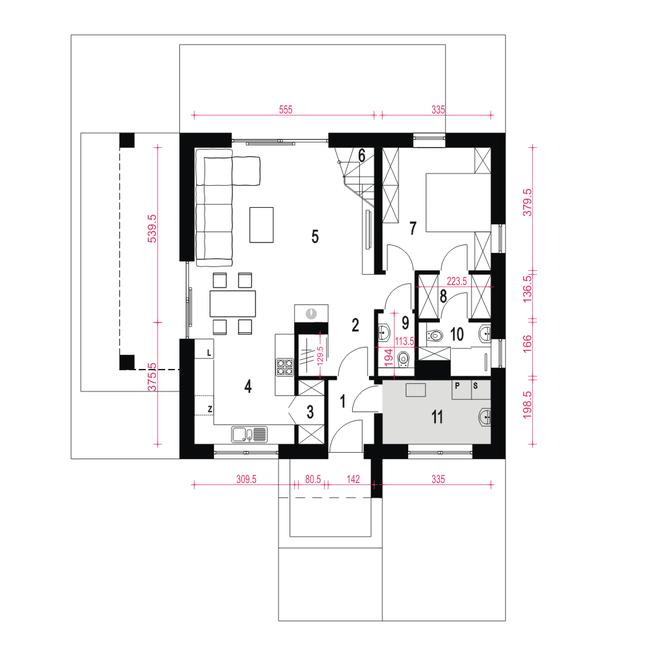 Rzut parteru POW. 78,5 m²