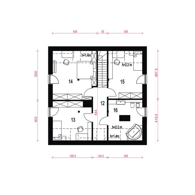 Rzut poddasza POW. 76,0 m²