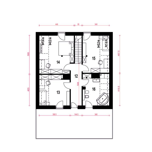 Rzut poddasza POW. 75,1 m²