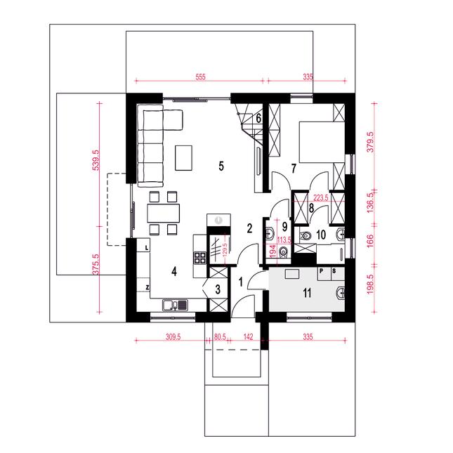Rzut parteru POW. 78,4 m²