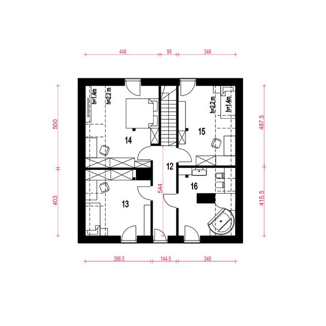 Rzut poddasza POW. 75,1 m²
