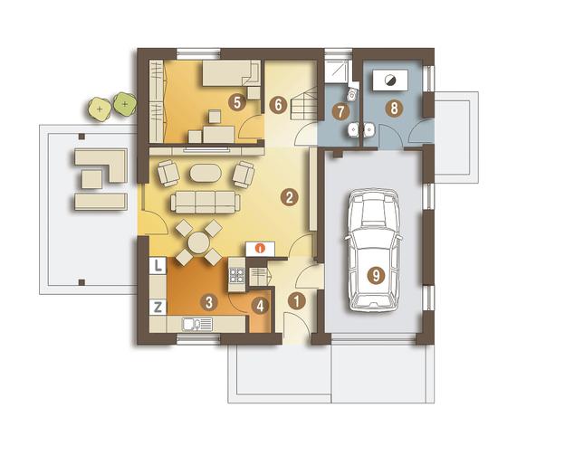 Rzut parteru POW. 78,4 m²