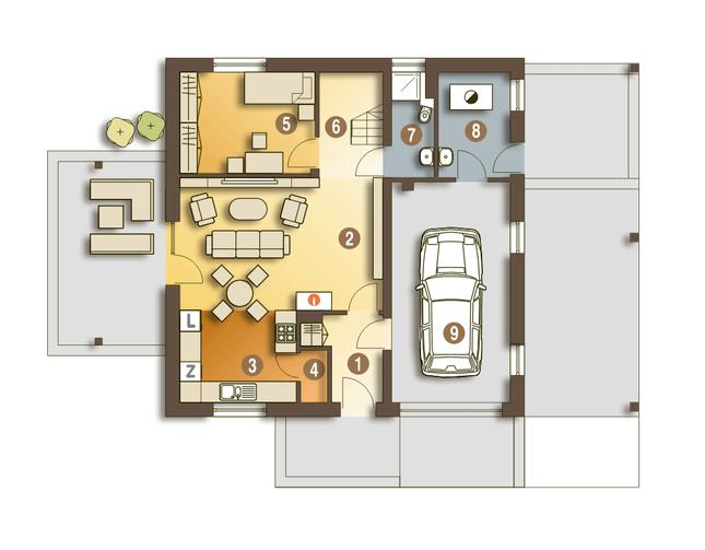 Rzut parteru POW. 78,4 m²