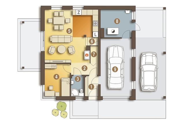 Rzut parteru POW. 82,1 m²