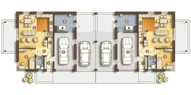 Rzut parteru POW. 82,1 m²