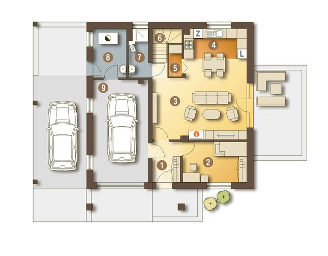 Rzut parteru lustro POW. 81,8 m²