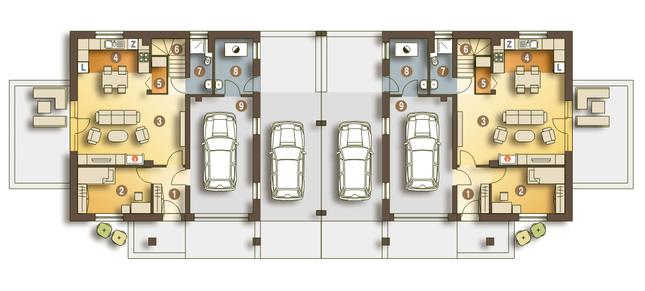 Rzut parteru POW. 81,8 m²