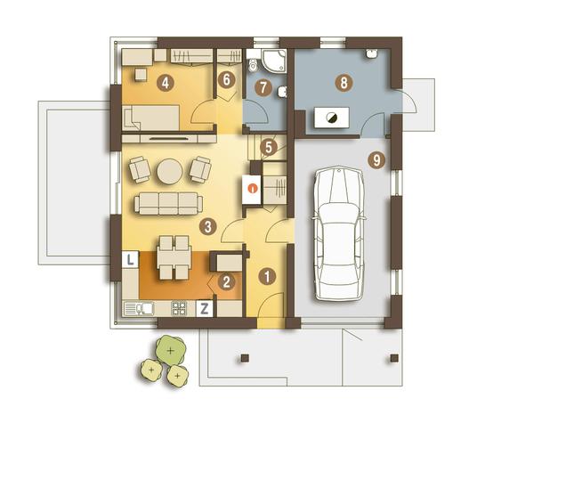 Rzut parteru POW. 81,9 m²