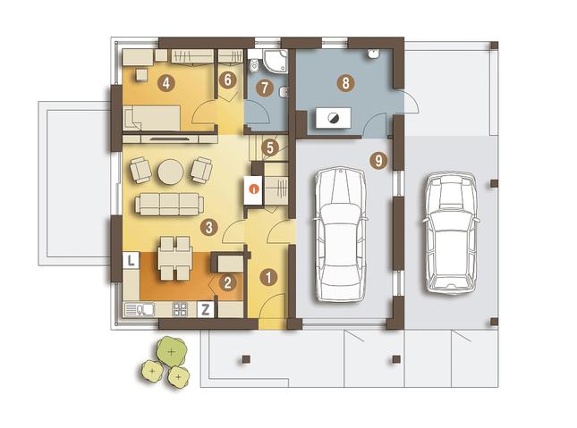 Rzut parteru POW. 81,9 m²