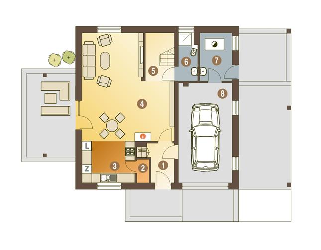 Rzut parteru POW. 79,1 m²
