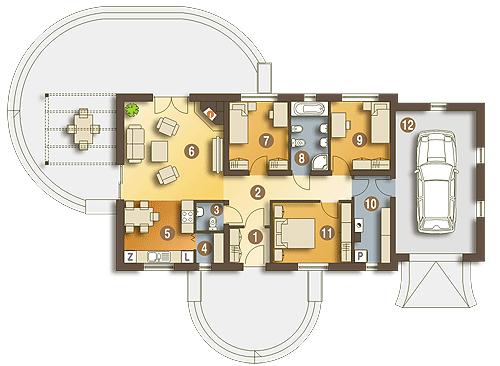 Rzut parteru POW. 120,0 m²