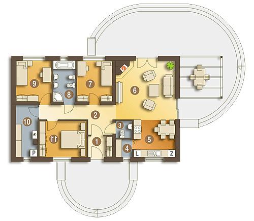 Rzut parteru lustro POW. 92,8 m²